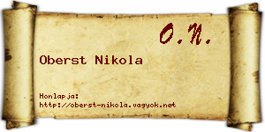 Oberst Nikola névjegykártya